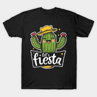 Let's fiesta cute cactus sumbrero T-Shirt